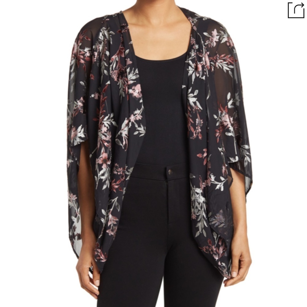 Vince Camuto Foliage Floral Print Cardigan